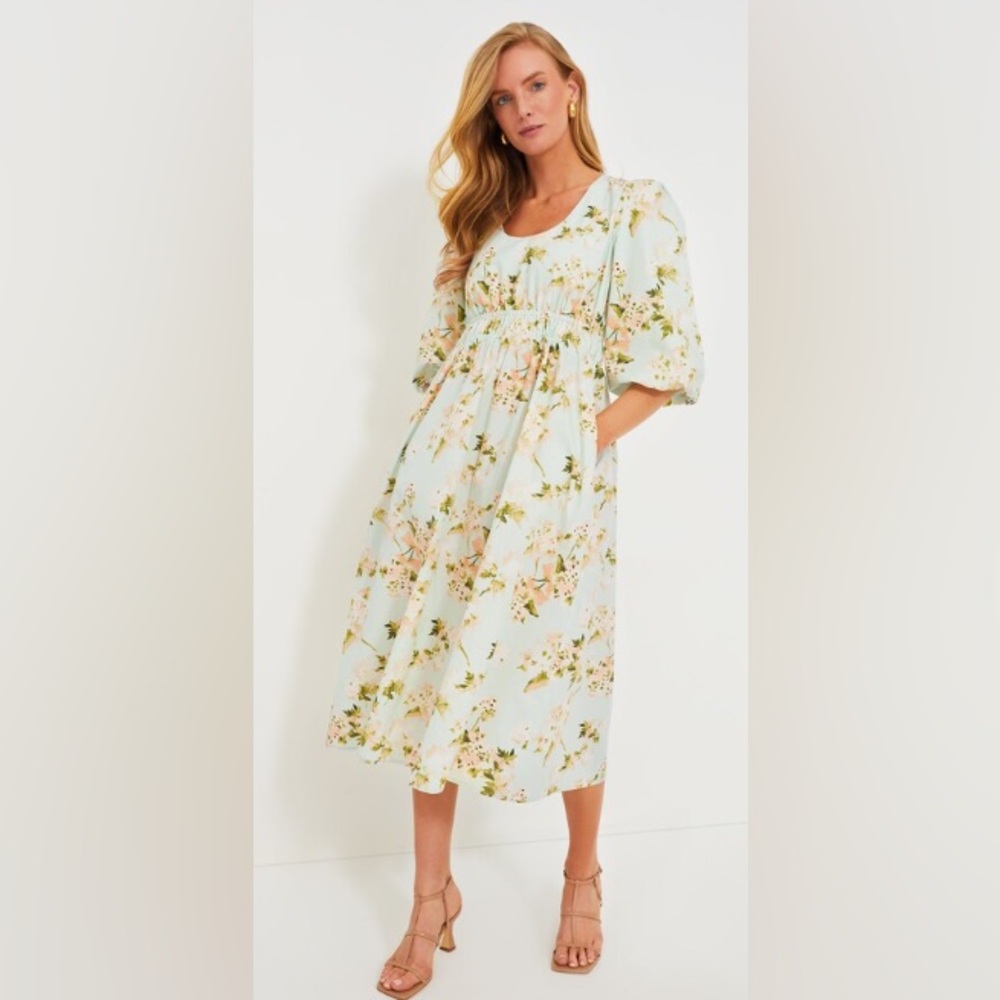 Tuckernuck Women's Aqua Watercolor Marlena Midi Dress, Size Small